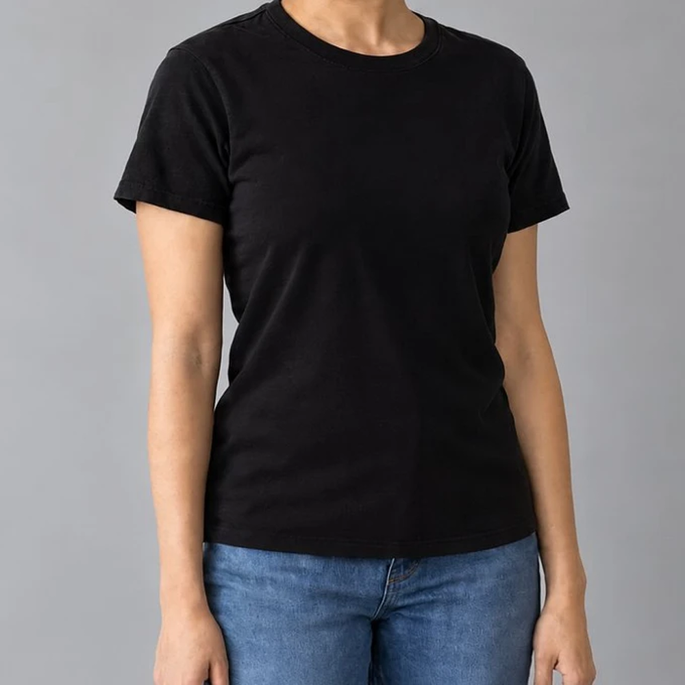 Blank tshirt black on a model