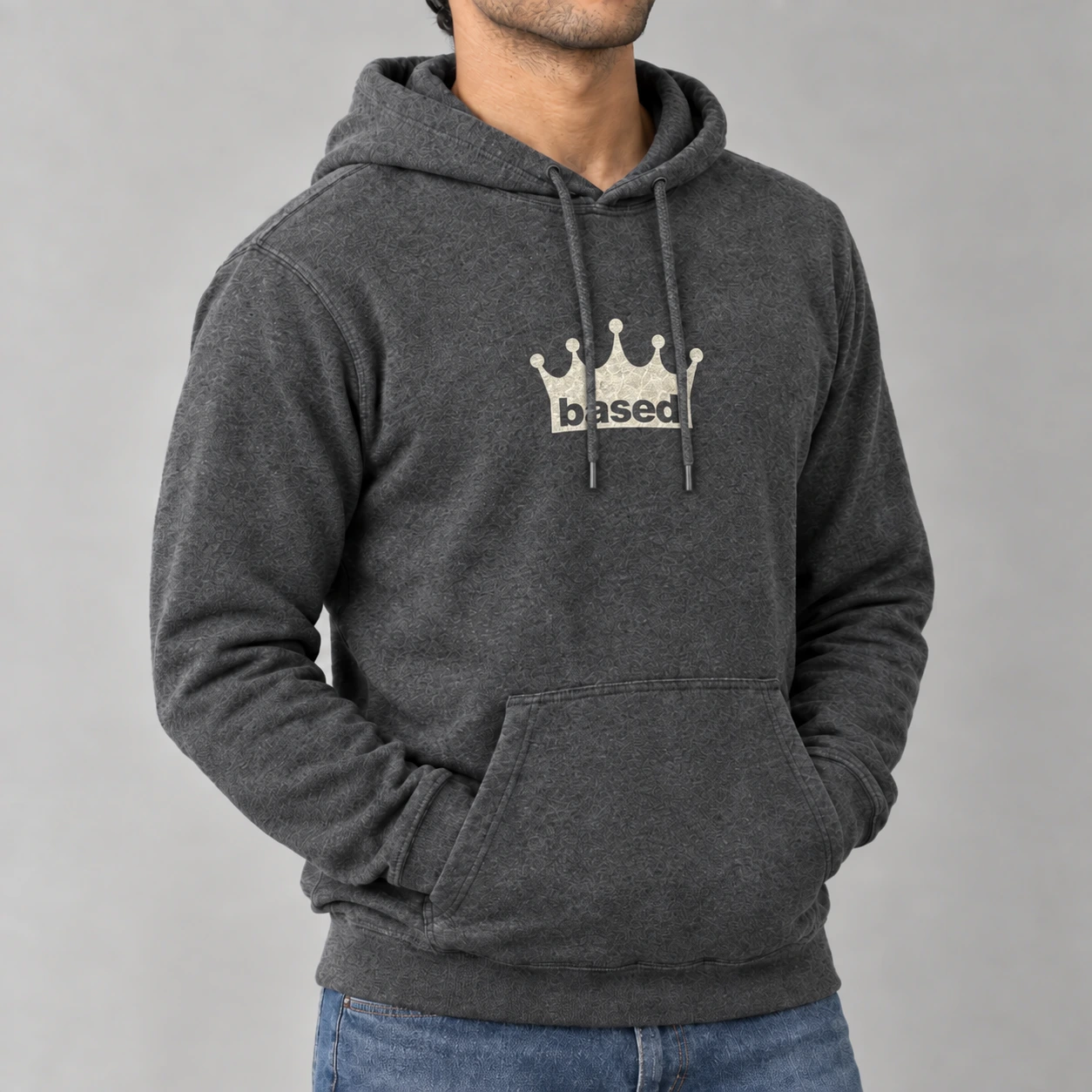 based hoodie, worn by a model
