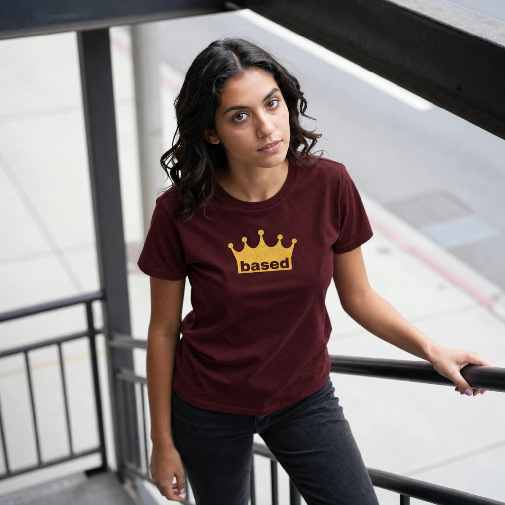 based tshirt, worn by a model