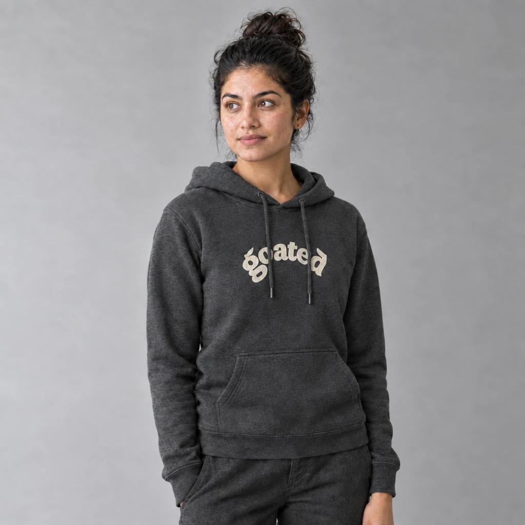 goated hoodie, worn by a model