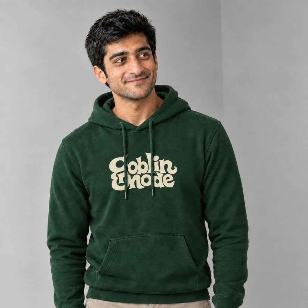 goblin mode hoodie, worn by a model