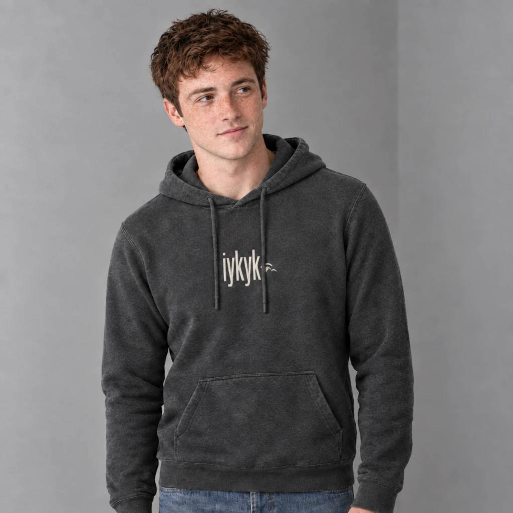 iykyk hoodie, worn by a model