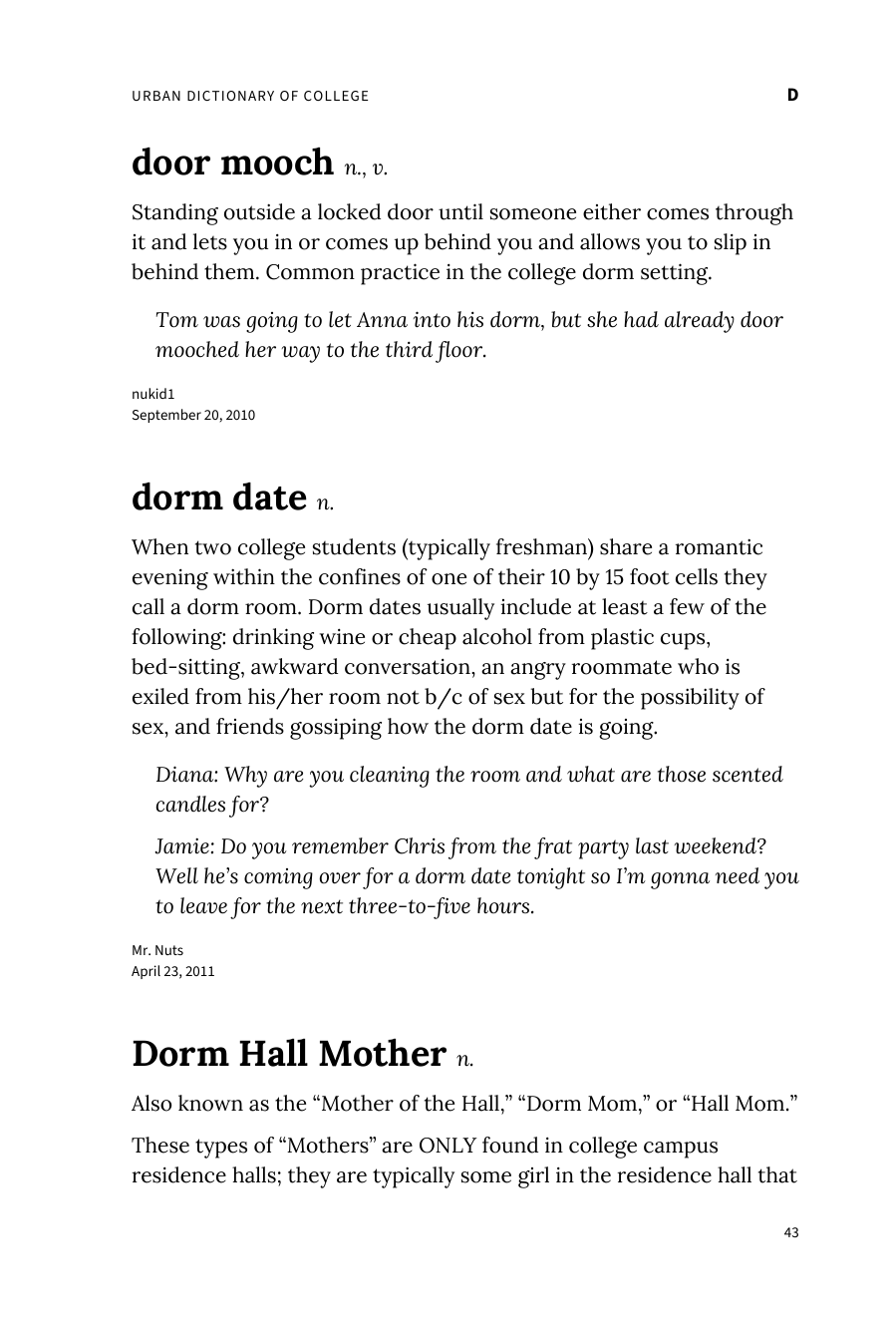 Preview page 49 of Urban Dictionary of College