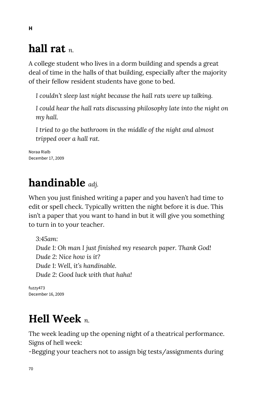 Preview page 76 of Urban Dictionary of College
