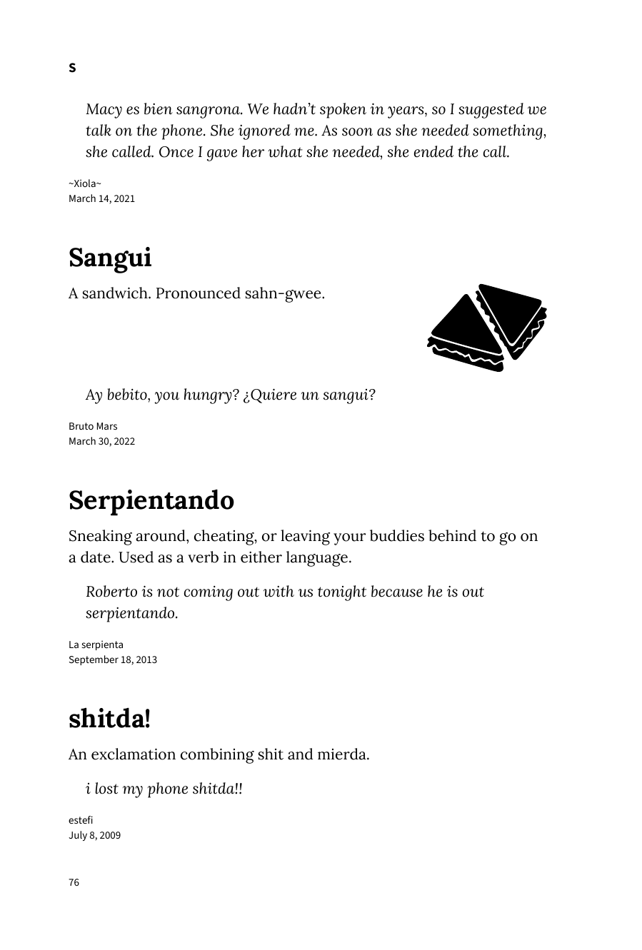 Preview page 82 of Urban Dictionary of Spanglish