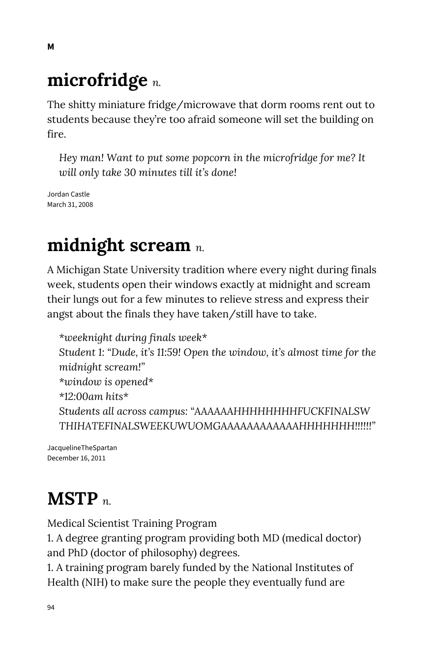 Preview page 100 of Urban Dictionary of College