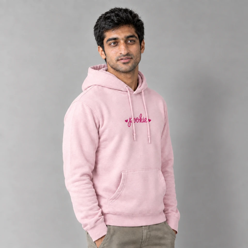 pookie hoodie, worn by a model