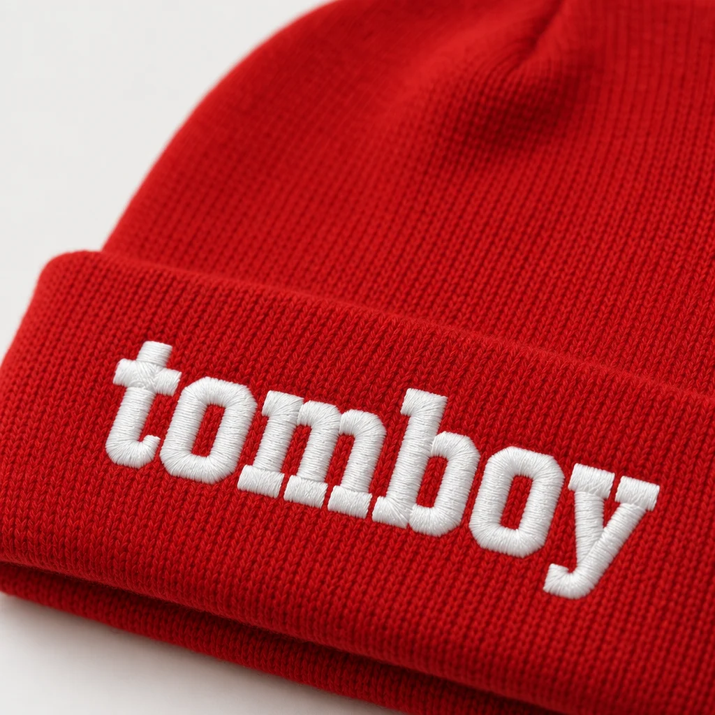 tomboy beanie, embroidery close-up