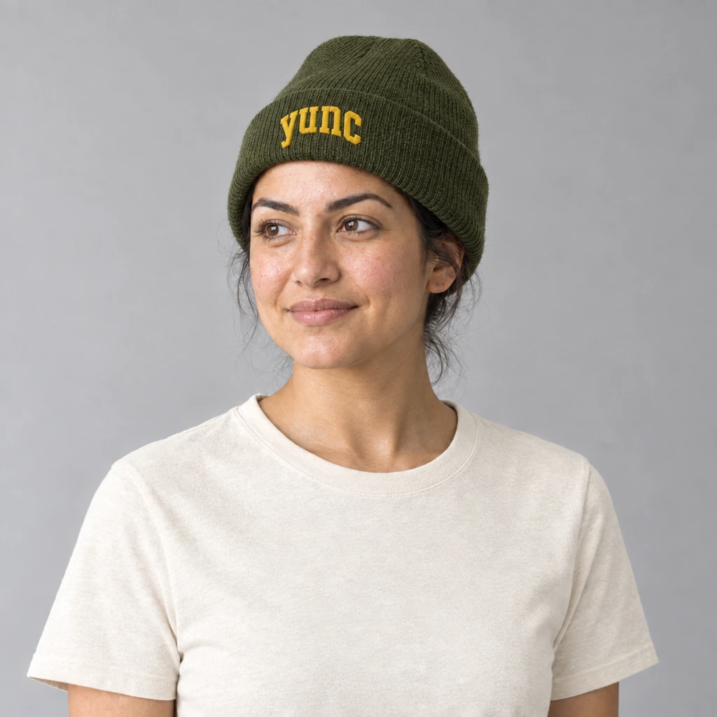 yunc beanie, worn by a model