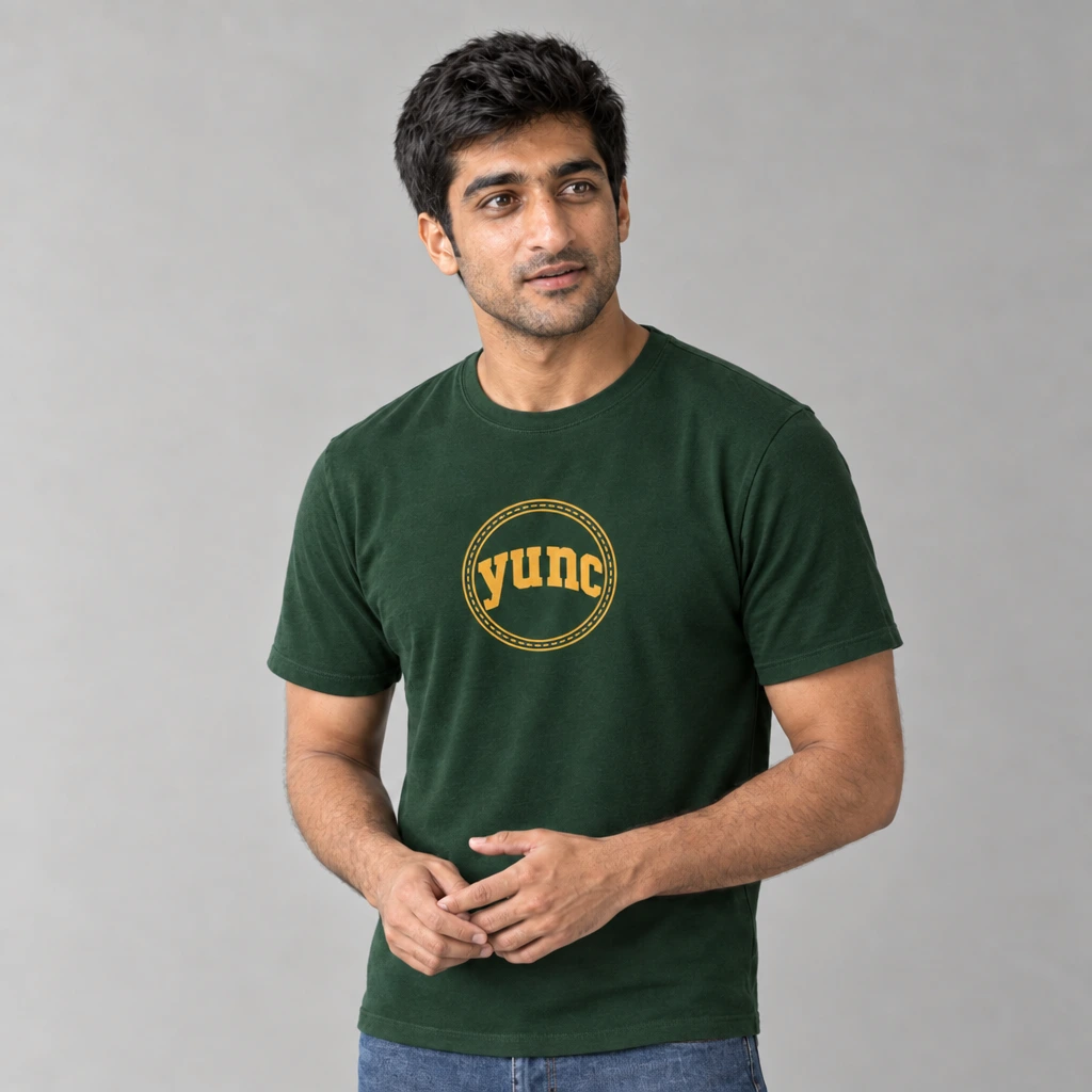 yunc tshirt, worn by a model