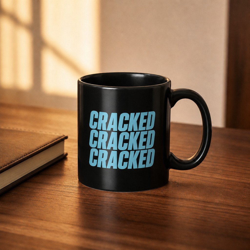 cracked mug, on a table