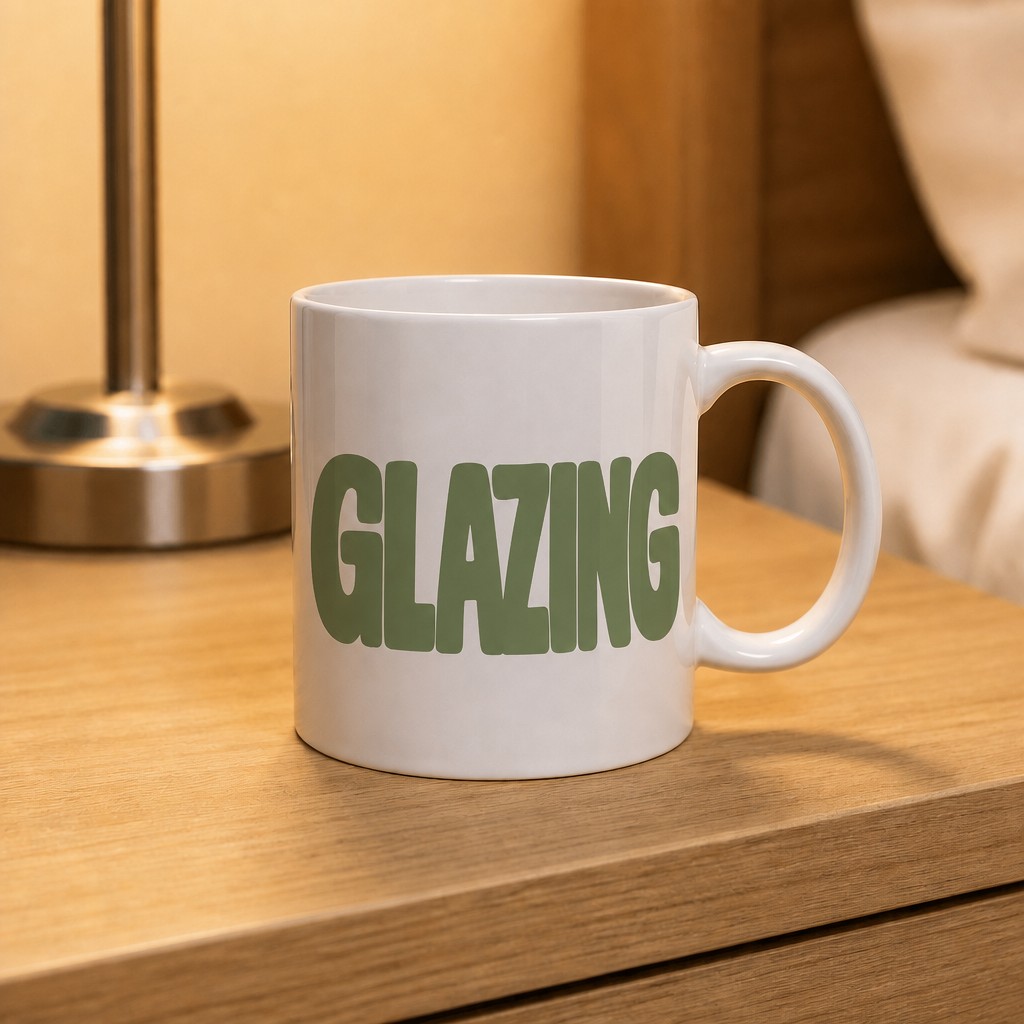 glazing mug, on a table