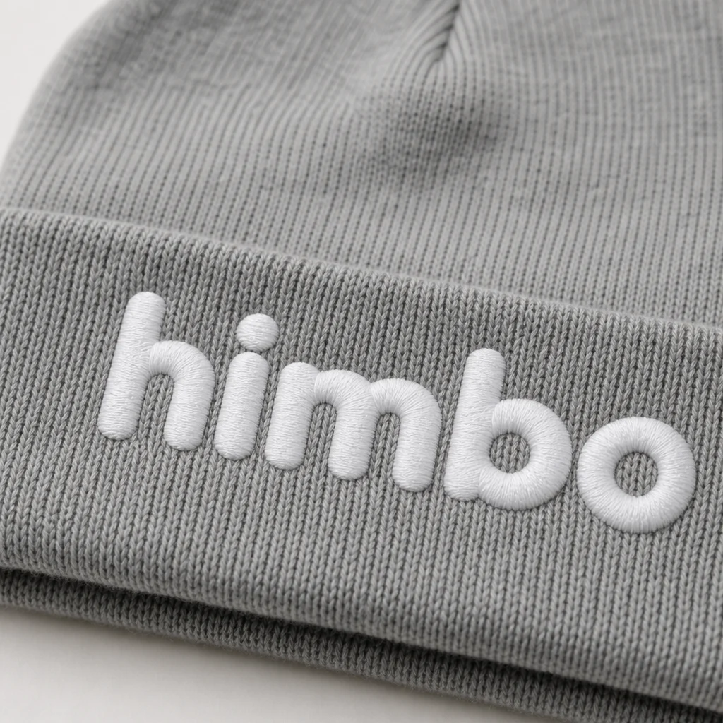 himbo beanie, embroidery close-up