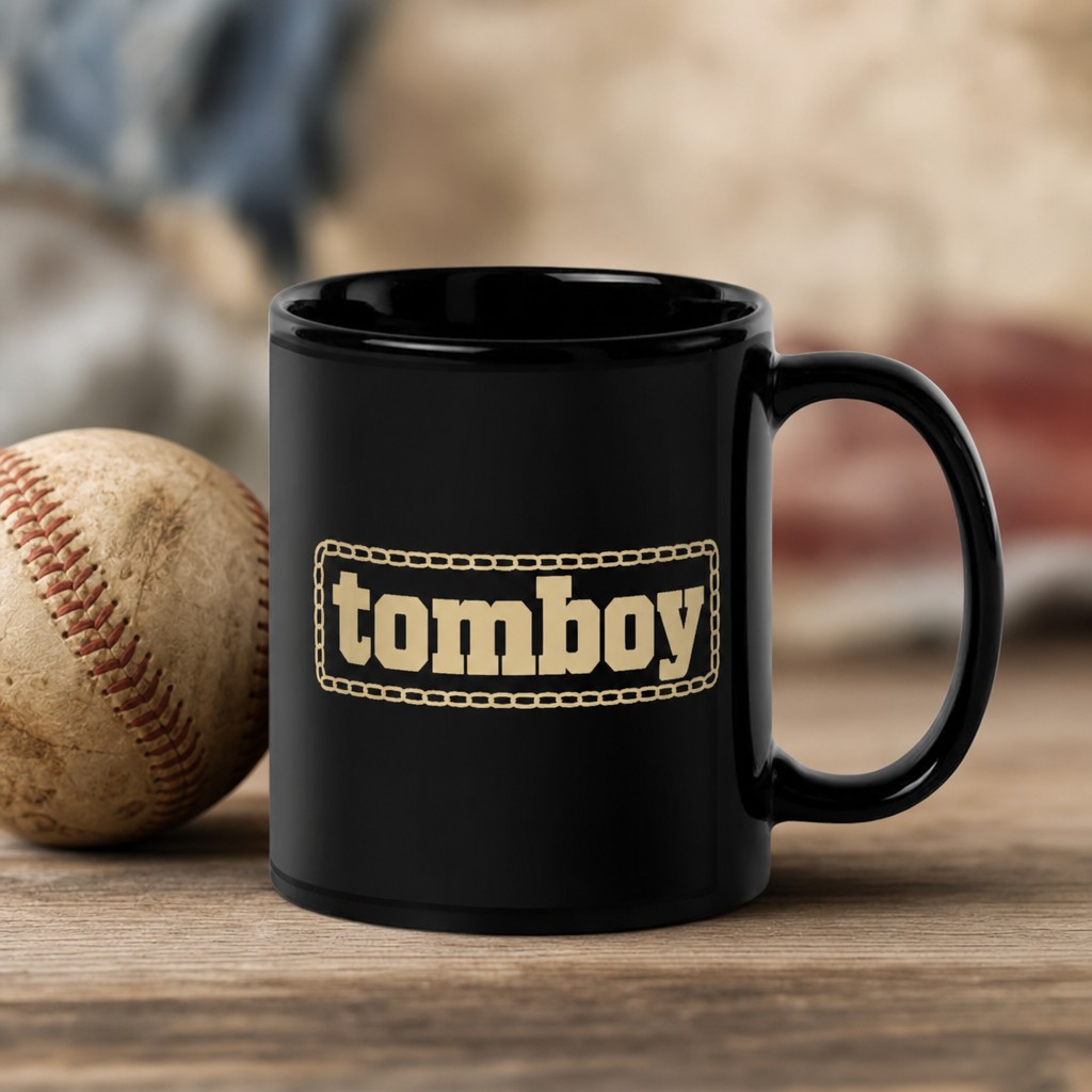tomboy mug, on a table